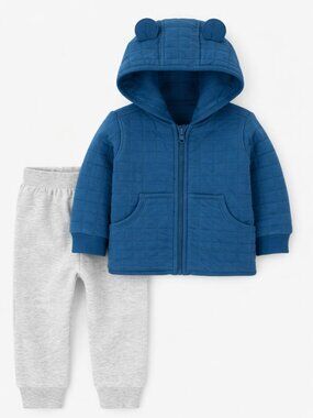 NWOT Carter’s Baby Boy 2 Piece Outfit Set 3 Months Blue Hoodie Bear Ears